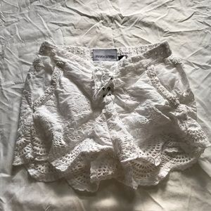 White lace shorts